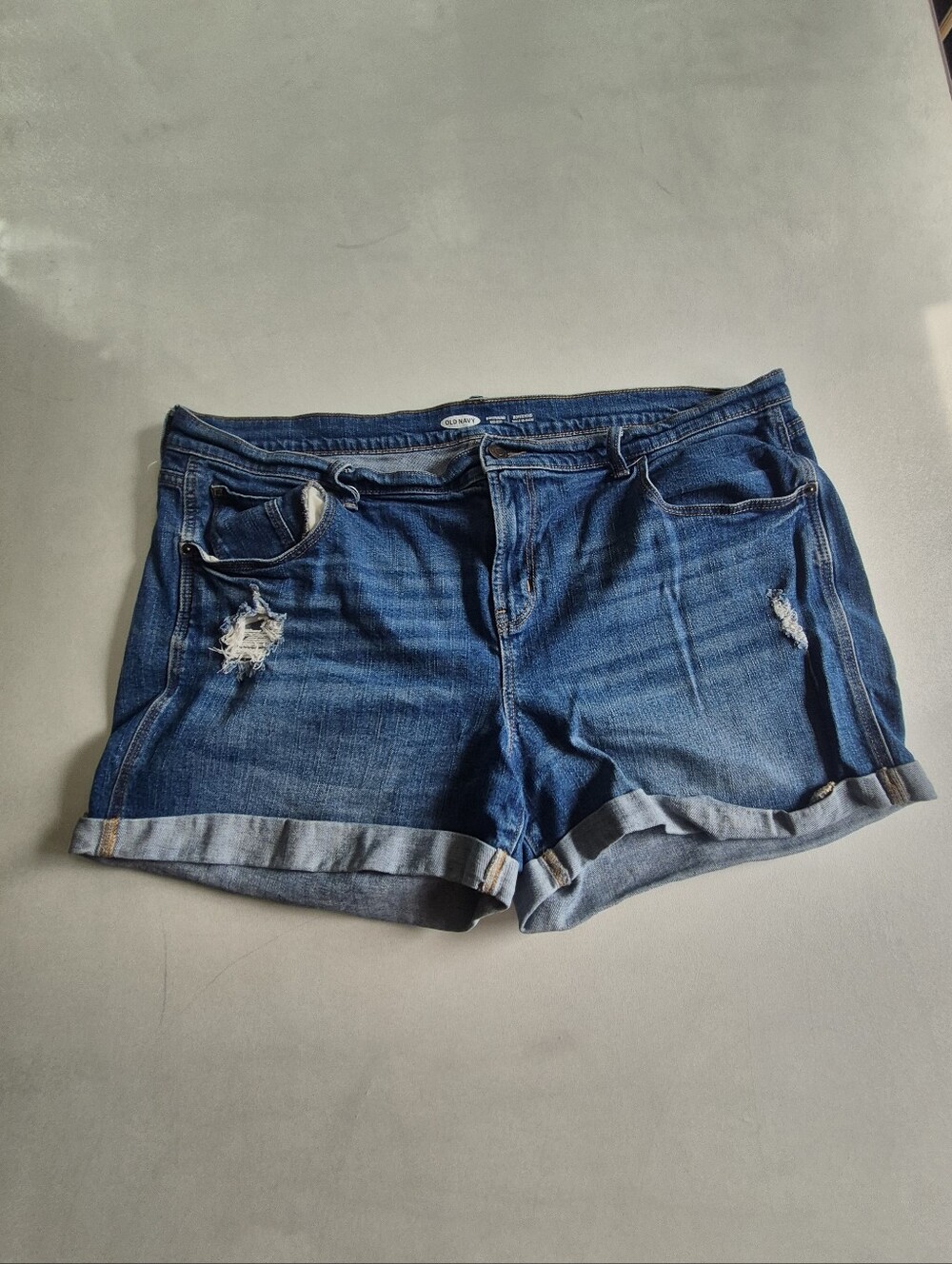 Old Navy Boyfriend Mid Rise Denim Roll-Cuff Women’s Shorts - Blue
